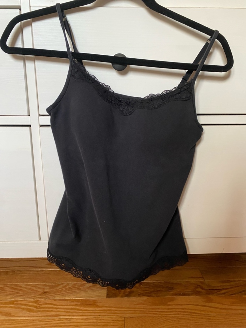 Black Lace Trim Cami Tank Top